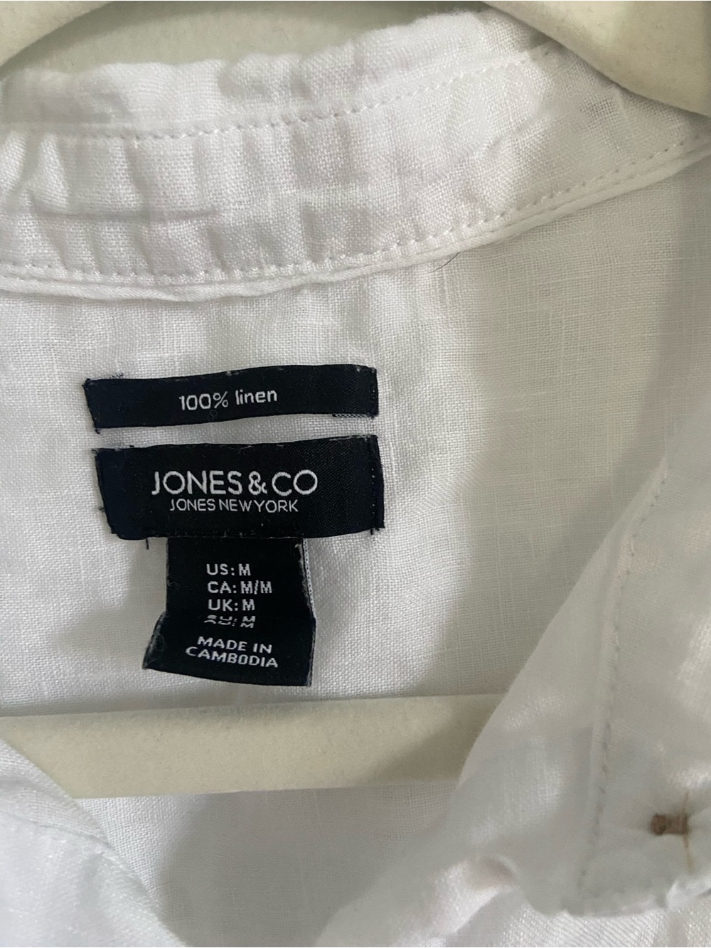 Jones & Co. White Linen Sleeveless Button-Down Shirt - Picture 3 of 3